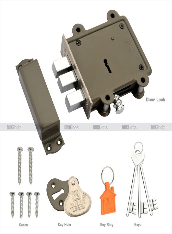 DUKE Door Lock (3 Square Bullet) 8 Levers 125mm Double Action Locking with 3 Chrome Finish Keys Grey - Image 3